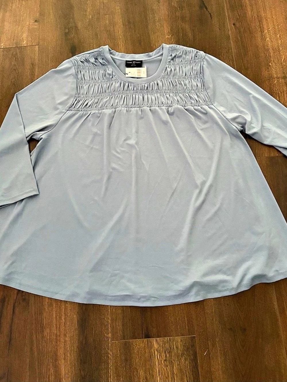 NWT Lane Bryant Smocked Shoulder Long-Sleeve Top Blue Size 18/20